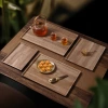Customized Japanese-style tray, household plastic storage tray, melamine walnut wood grain rectangular storage tray, tea tray, ins wood details Picture
